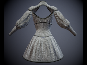 dress with corset low poly 5 texture options Modello 3D