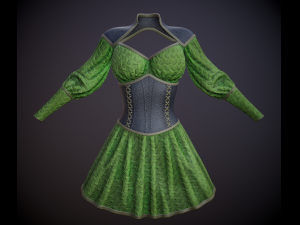 dress with corset low poly 5 texture options Modello 3D