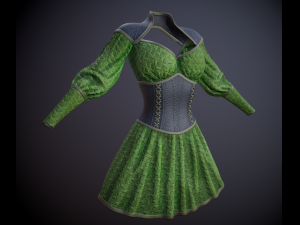 dress with corset low poly 5 texture options Modello 3D