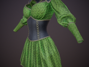 dress with corset low poly 5 texture options Modello 3D