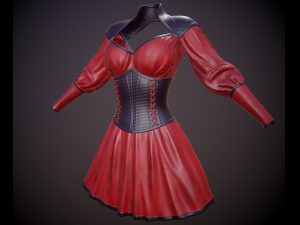 dress with corset low poly 5 texture options Modello 3D