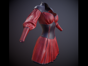 dress with corset low poly 5 texture options Modello 3D