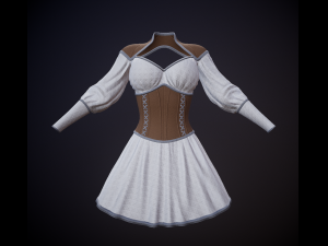dress with corset low poly 5 texture options Modello 3D