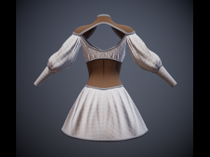 dress with corset low poly 5 texture options Modello 3D