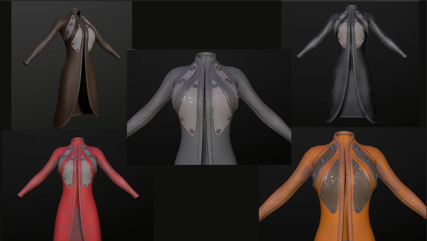 raincoat steampunk low poly 5 texture options 3D Model .c4d .max .obj .3ds .fbx .stl .blend 