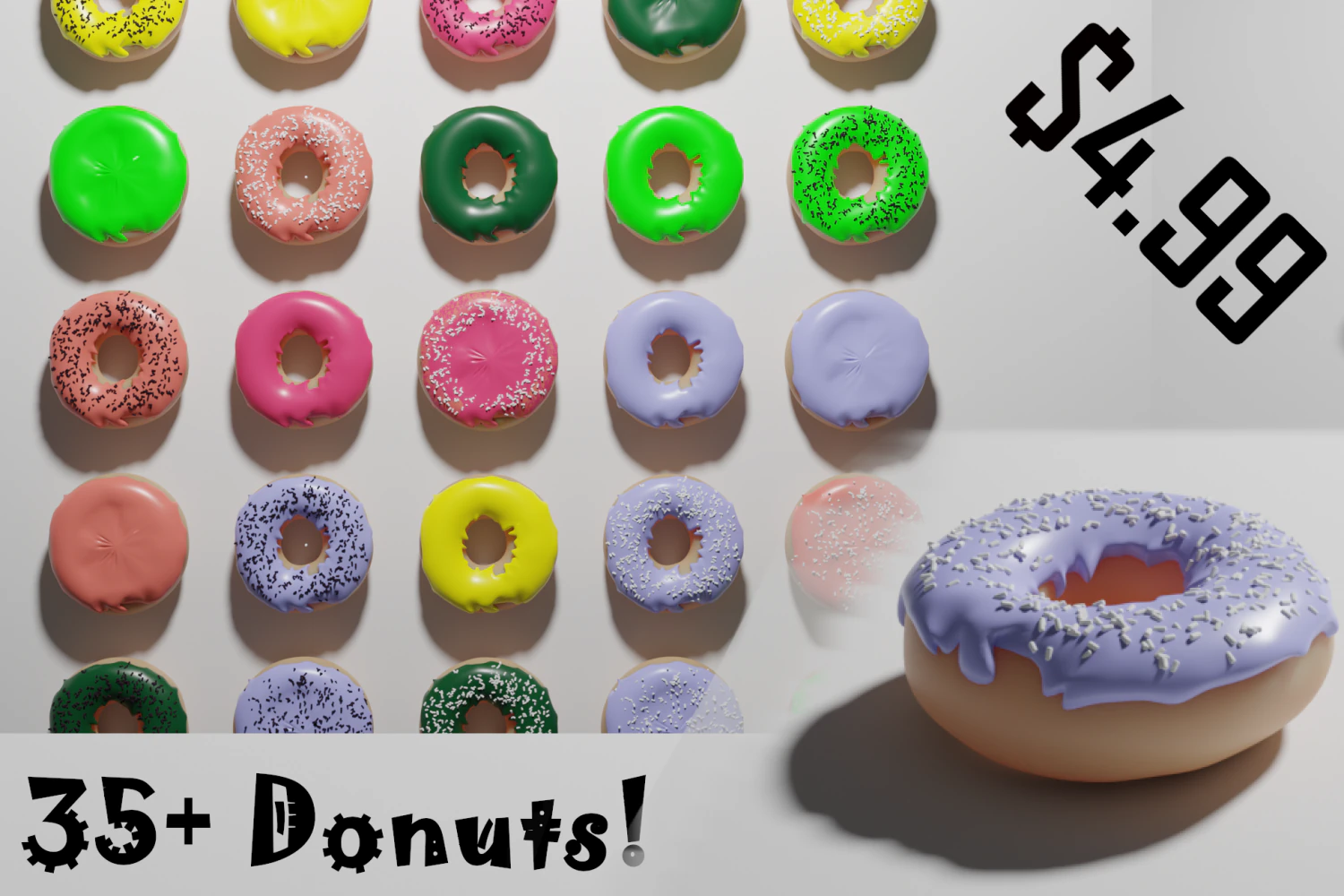 35 koleksi donat Model 3D .c4d .max .obj .3ds .fbx .stl .blend 