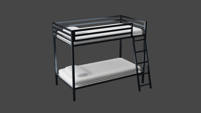 Doshie metal twin bed 3D Model .c4d .max .obj .3ds .fbx .stl .blend 