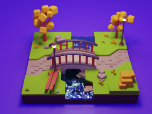 Sunny Park Cartoon Scene 3D Модель