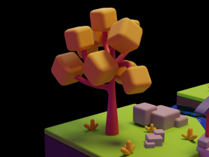 Sunny Park Cartoon Scene 3D Модель