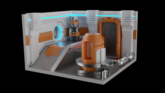 Sci-Fi Corridor 3D Model .c4d .max .obj .3ds .fbx .stl .blend 