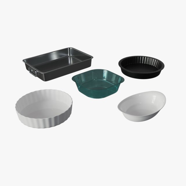 Baking Dishes Set 01 Model 3D .c4d .max .obj .3ds .fbx .stl .blend 