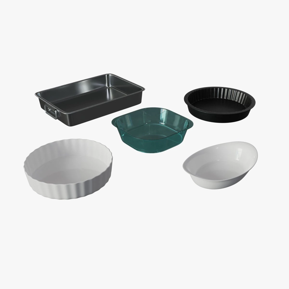 Baking Dishes Set 01 3D Model .c4d .max .obj .3ds .fbx .stl .blend 