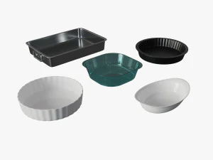 Zestaw naczyń do pieczenia 01 Model 3D