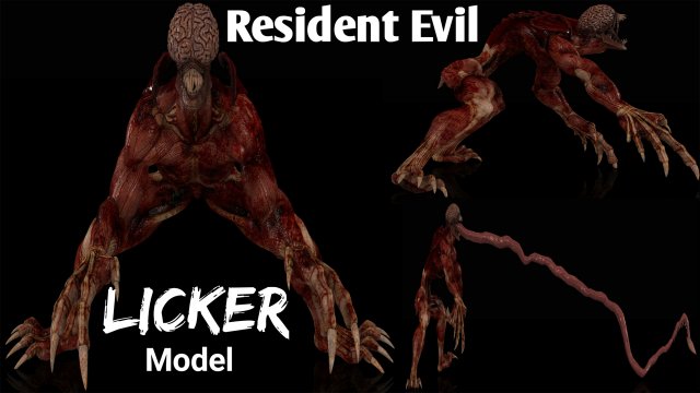 Licker Rigged - Resident Evil 3D Model .c4d .max .obj .3ds .fbx .stl .blend 