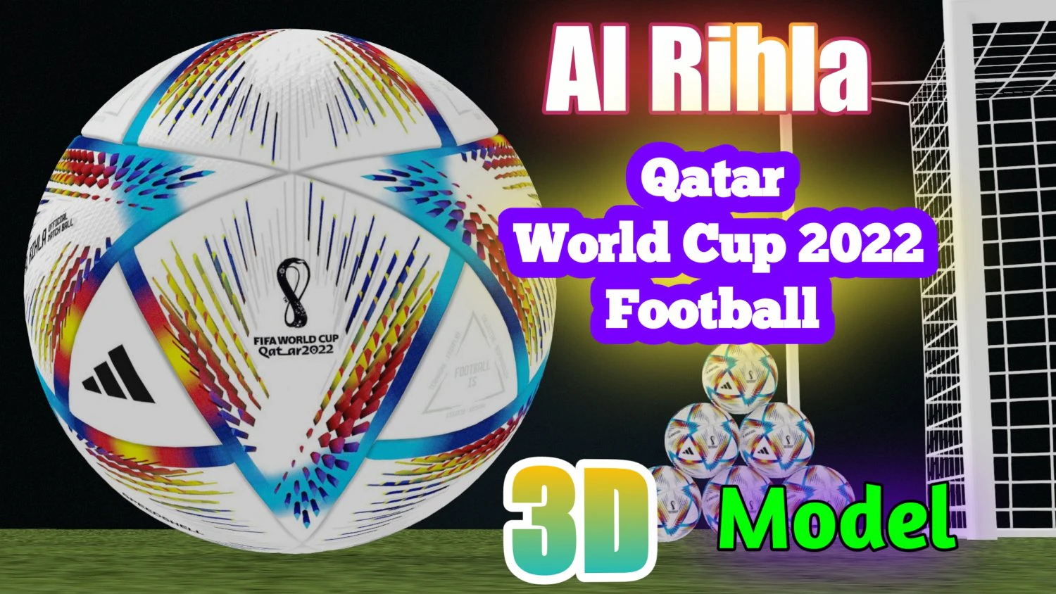 Al Rihla Adidas Official Qatar Fifa World Cup Ball 2022 3D Model .c4d .max .obj .3ds .fbx .stl .blend
