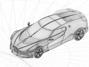 bugatti la voiture noire 3D Модель