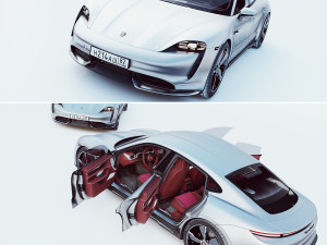 porsche taycan turbo s low poly Model 3D