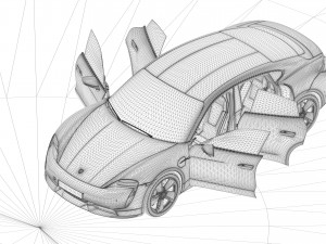 porsche taycan turbo s low poly Model 3D