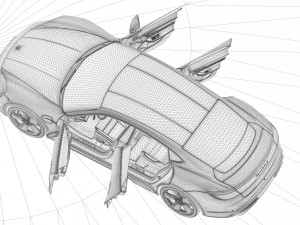 porsche taycan turbo s low poly Model 3D