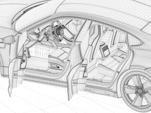 porsche taycan turbo s low poly Model 3D