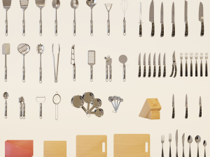 Low poly kitchen utensils pack 3D 모델