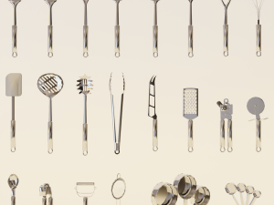 Low poly kitchen utensils pack Model 3D
