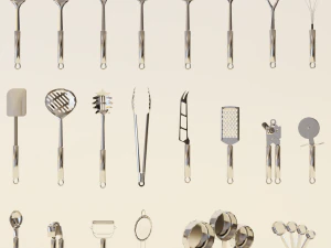 Low poly kitchen utensils pack 3D Model