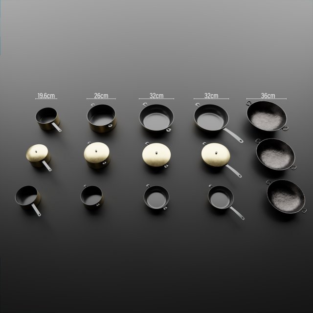Kitchen cookware pack 3D 모델 .c4d .max .obj .3ds .fbx .stl .blend 