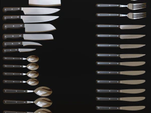 Confezione coltelli e posate da cucina Modello 3D