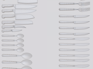Kitchen knives and cutlery pack 3D-Modell