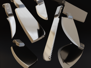 Kitchen knives and cutlery pack 3D-Modell