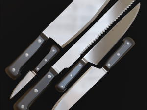 Kitchen knives and cutlery pack 3D-Modell