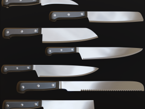 Kitchen knives and cutlery pack 3D-Modell