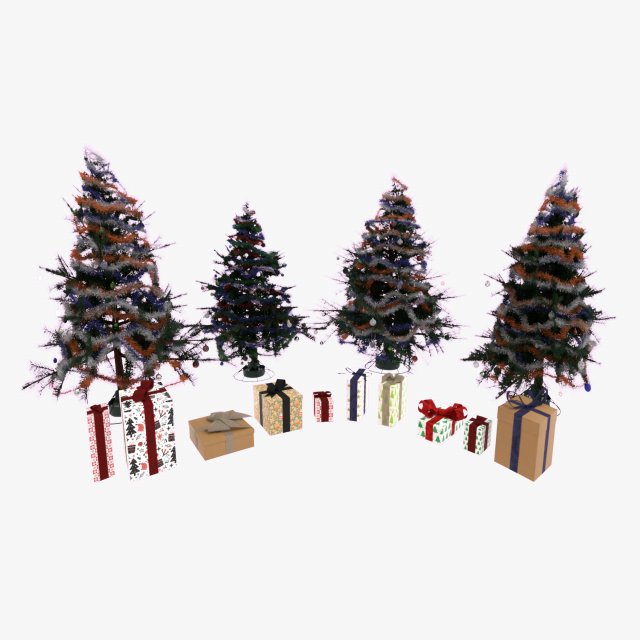 Christmas Tree and Presents Pack 3D Model .c4d .max .obj .3ds .fbx .stl .blend 