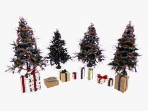 Christmas Tree and Presents Pack 3D Model