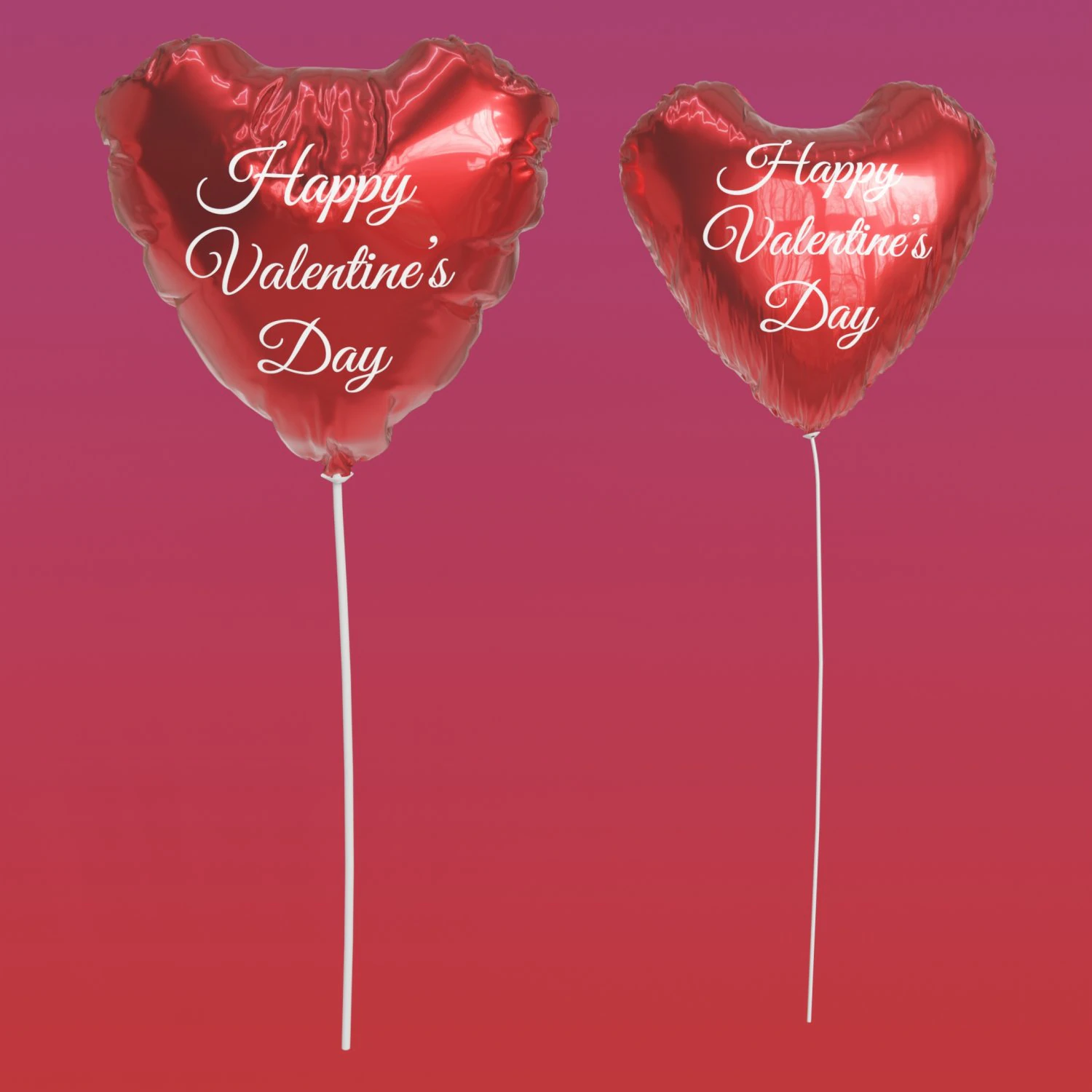 Love Heart Balloons 3D Model .c4d .max .obj .3ds .fbx .stl .blend 