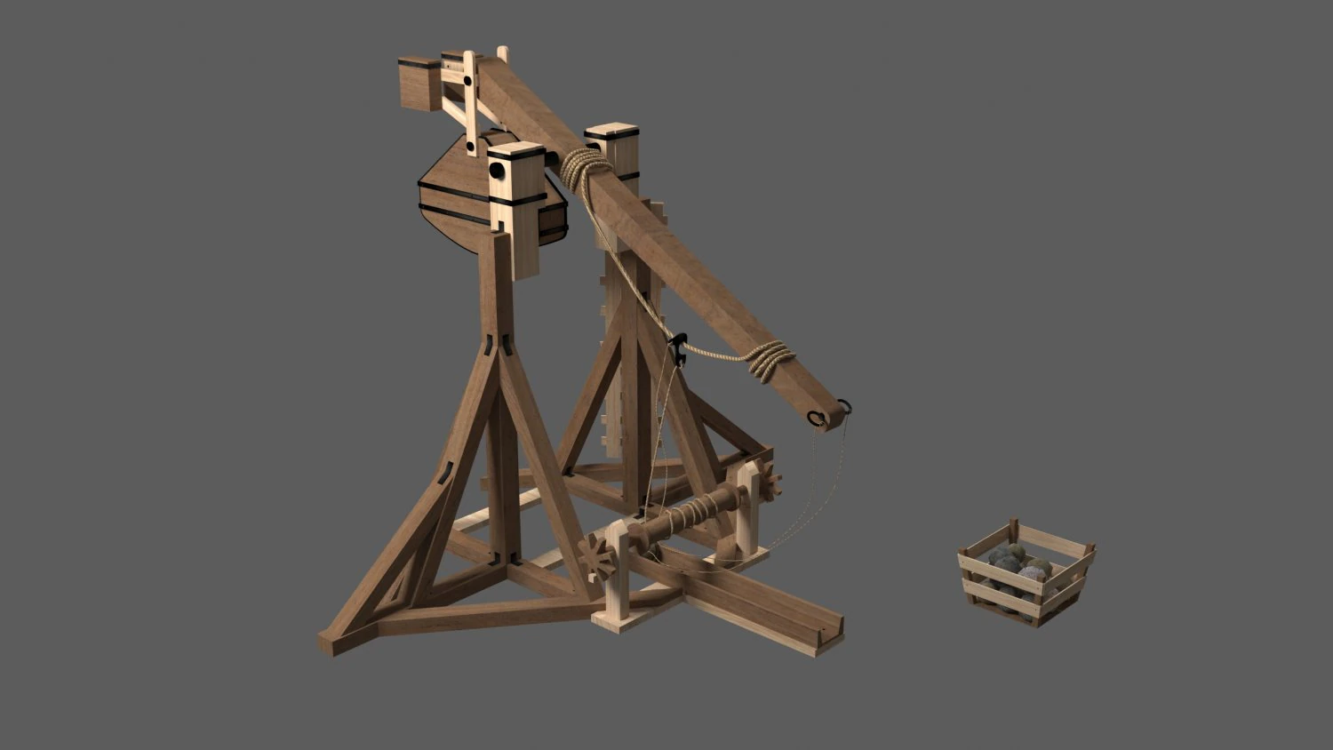 trebuchet 3D Model .c4d .max .obj .3ds .fbx .stl .blend 