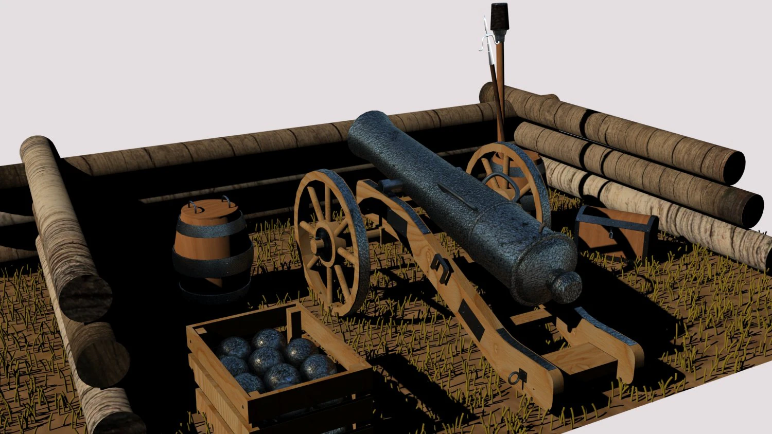 12-pounder field cannon 3D Model .c4d .max .obj .3ds .fbx .stl .blend 