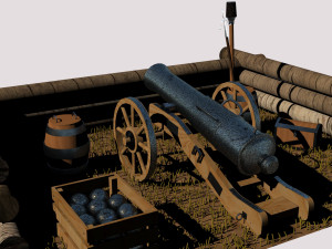 12-pounder field cannon 3D Model