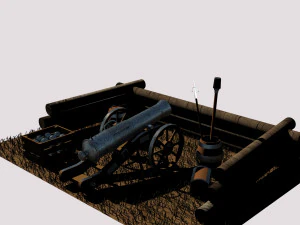 12-pounder field cannon 3D Model