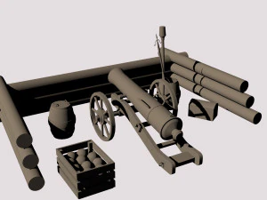 12-pounder field cannon 3D Model