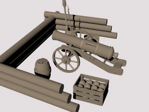 12-pounder field cannon 3D Model