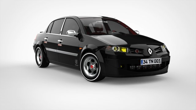 2009 Renault Megane 2 Phase 2 HQ Interior Etiketcilere Ozel Special Model  3D-Modell in Sedan 3DExport