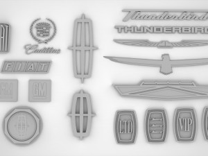 Special American Car Brands Logo Bundle 3D Model