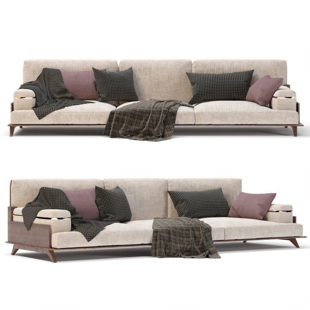 twin-modern 3-seater sofa 3Dモデル .c4d .max .obj .3ds .fbx .stl .blend