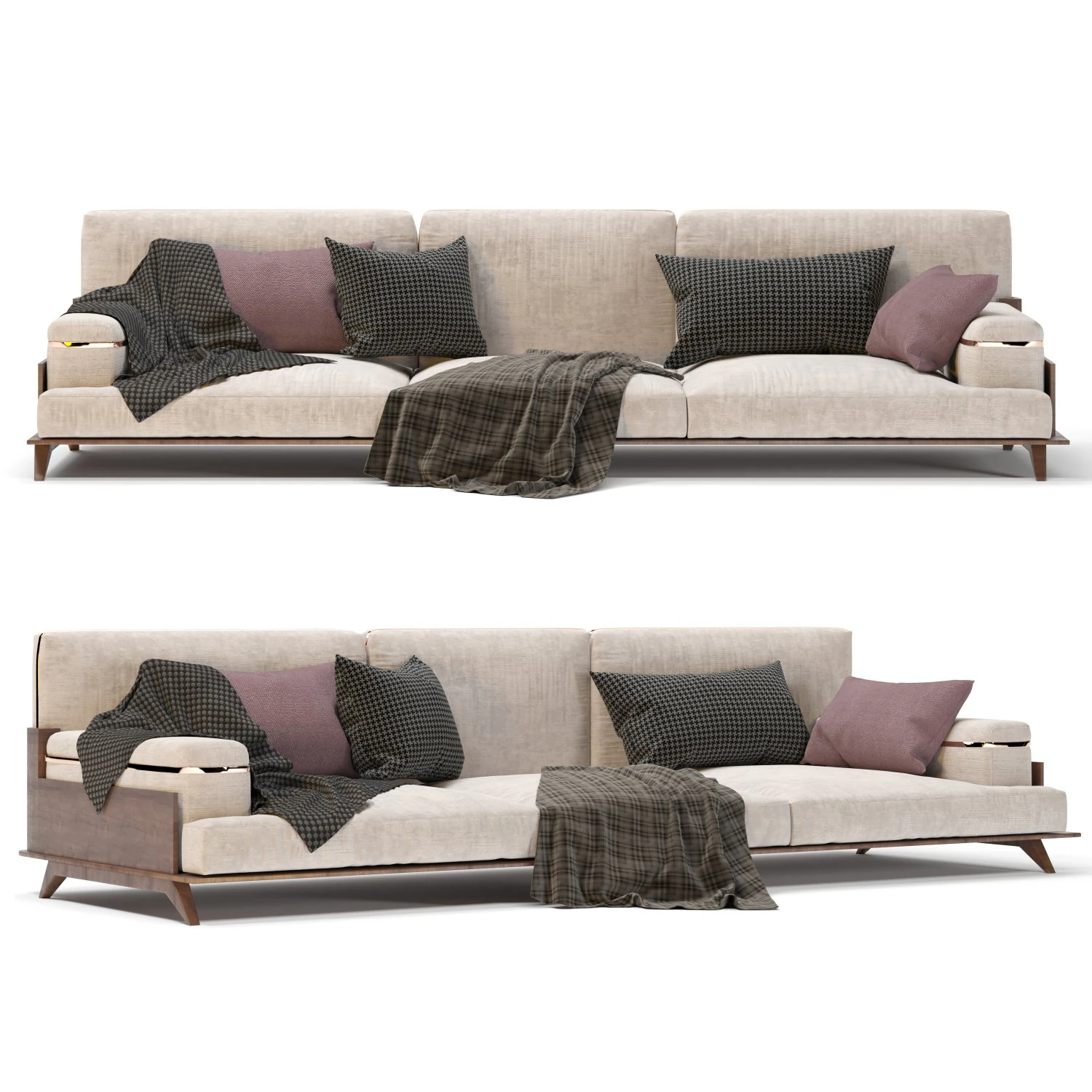 twin-modern 3-seater sofa 3D Model .c4d .max .obj .3ds .fbx .stl .blend