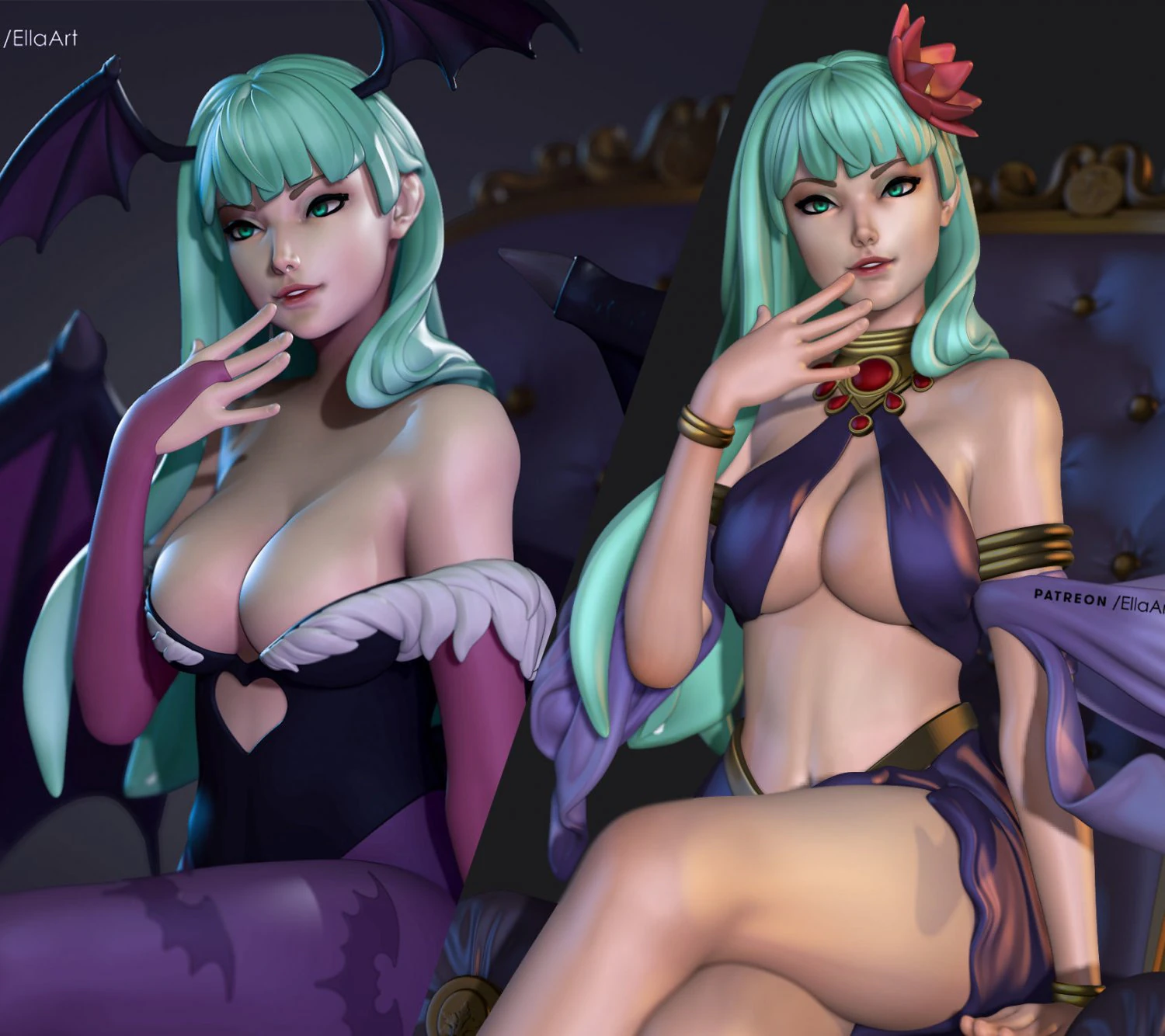 morrigan aensland - version 1 and 2 3D Print Model .c4d .max .obj .3ds .fbx .stl .blend 