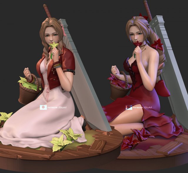 final fantasy 7 remake - aerith version 1 and 2 3D 프린트 모델 .c4d .max .obj .3ds .fbx .stl .blend 