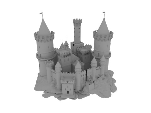 Chteau Fort du XIVe Sicle - Modlisation 3D dune Forteresse Mdivale Model 3D