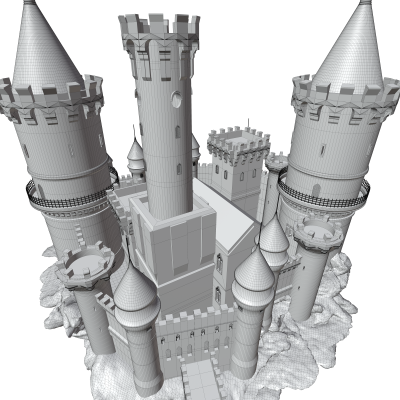 Chteau Fort du XIVe Sicle - Modlisation 3D dune Forteresse Mdivale Model 3D .c4d .max .obj .3ds .fbx .stl .blend